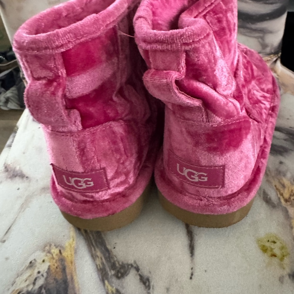 UGG Fuchsia Velvet Ankle Boots